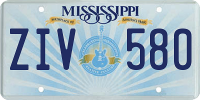 MS license plate ZIV580