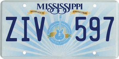 MS license plate ZIV597