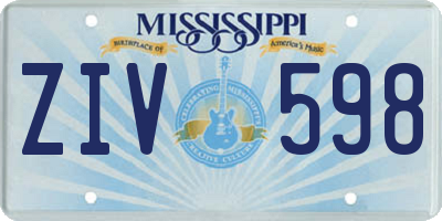 MS license plate ZIV598