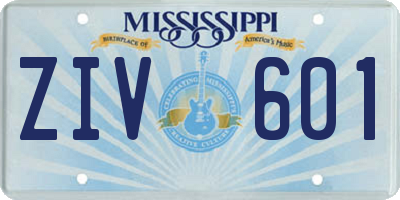 MS license plate ZIV601