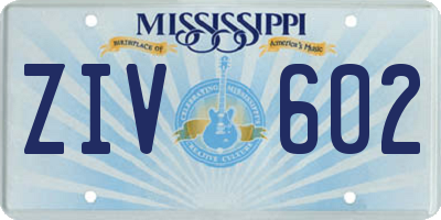 MS license plate ZIV602