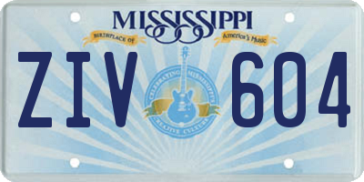 MS license plate ZIV604