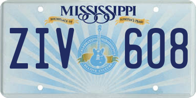 MS license plate ZIV608