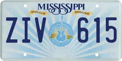 MS license plate ZIV615