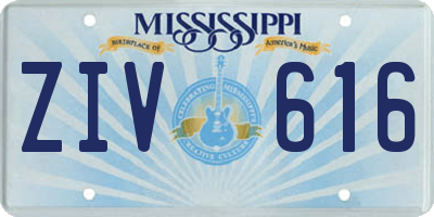 MS license plate ZIV616