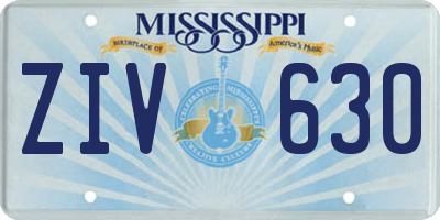 MS license plate ZIV630