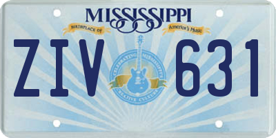 MS license plate ZIV631