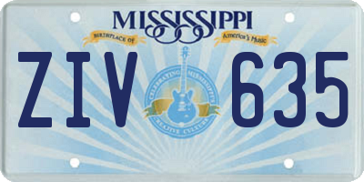 MS license plate ZIV635