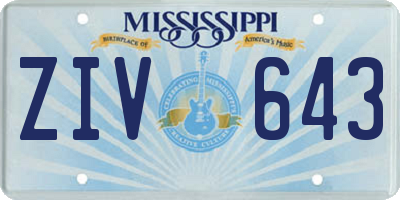 MS license plate ZIV643