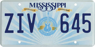 MS license plate ZIV645