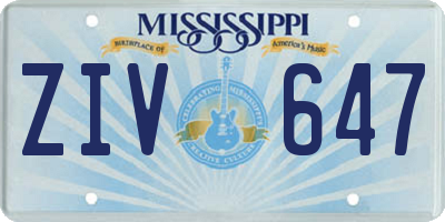 MS license plate ZIV647