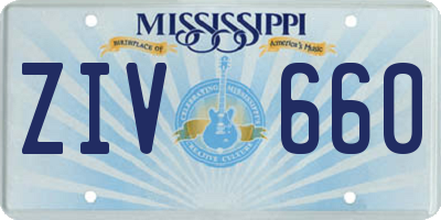 MS license plate ZIV660