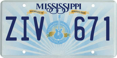 MS license plate ZIV671