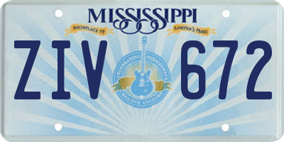 MS license plate ZIV672