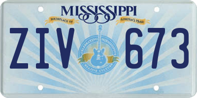 MS license plate ZIV673