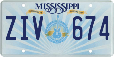 MS license plate ZIV674