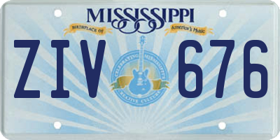 MS license plate ZIV676