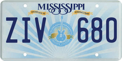 MS license plate ZIV680