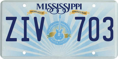 MS license plate ZIV703