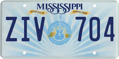 MS license plate ZIV704