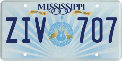 MS license plate ZIV707