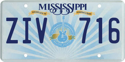 MS license plate ZIV716