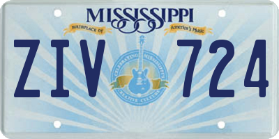 MS license plate ZIV724