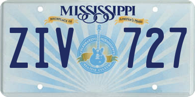 MS license plate ZIV727