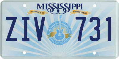 MS license plate ZIV731