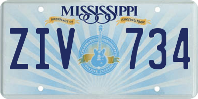 MS license plate ZIV734