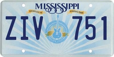 MS license plate ZIV751