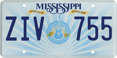 MS license plate ZIV755