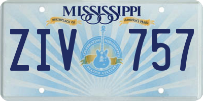 MS license plate ZIV757