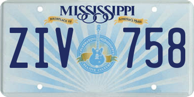 MS license plate ZIV758