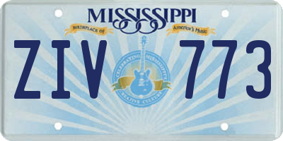 MS license plate ZIV773