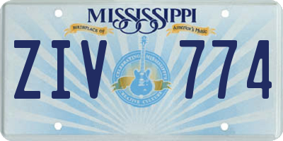 MS license plate ZIV774