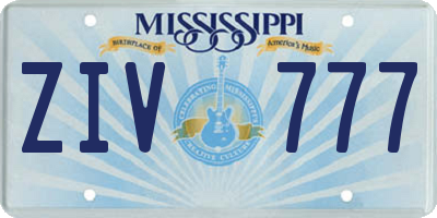 MS license plate ZIV777