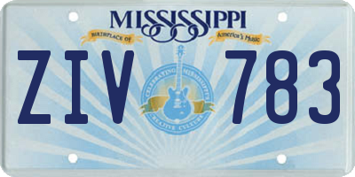 MS license plate ZIV783