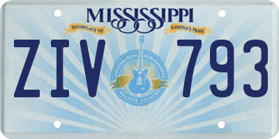 MS license plate ZIV793