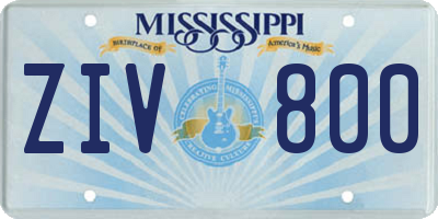 MS license plate ZIV800