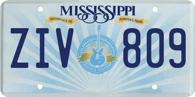 MS license plate ZIV809