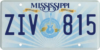 MS license plate ZIV815