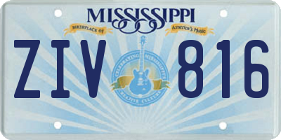 MS license plate ZIV816