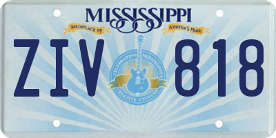 MS license plate ZIV818