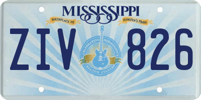 MS license plate ZIV826