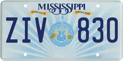 MS license plate ZIV830