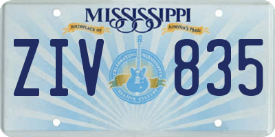 MS license plate ZIV835