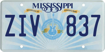 MS license plate ZIV837