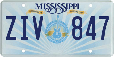 MS license plate ZIV847