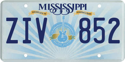 MS license plate ZIV852